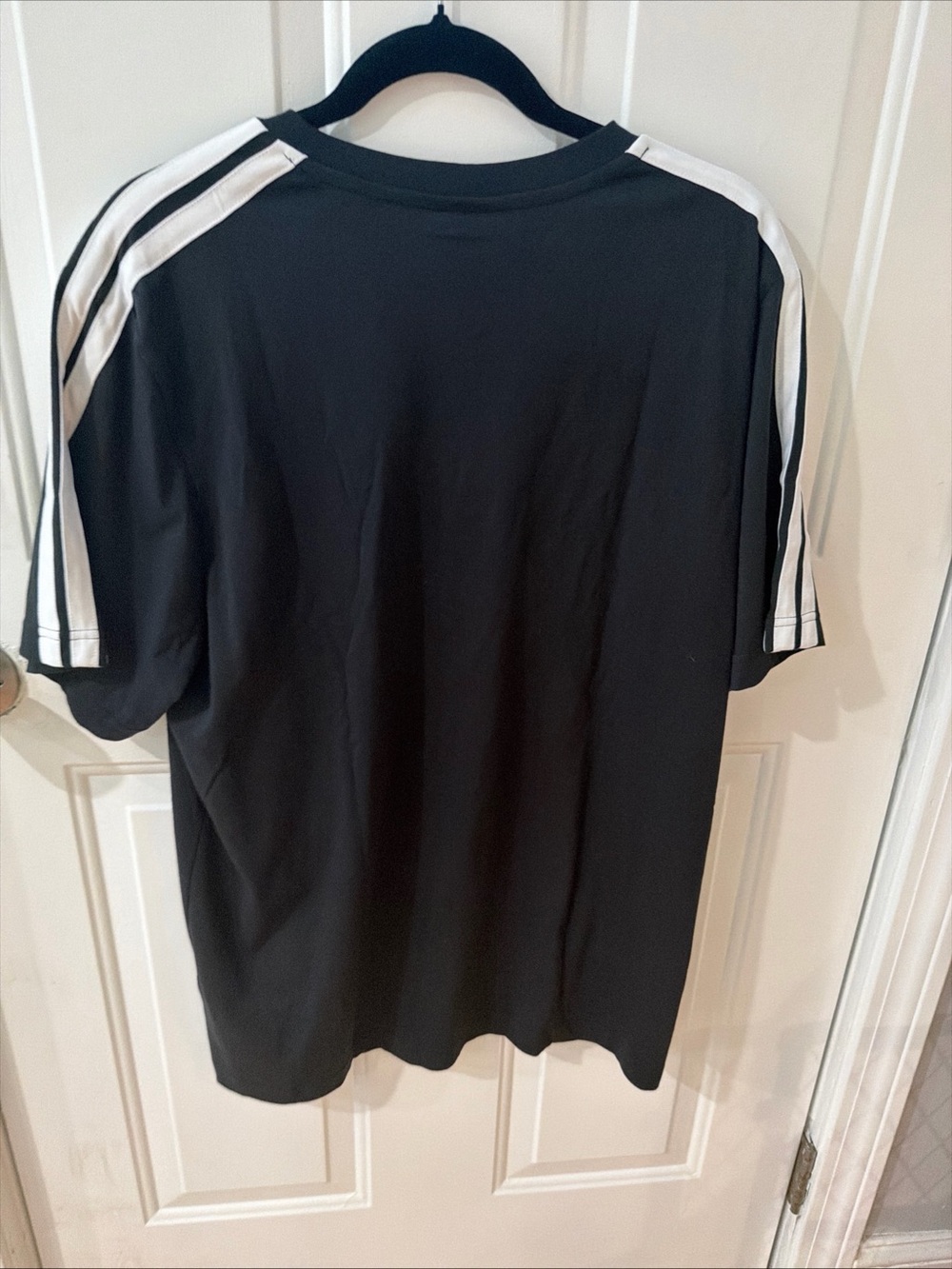 adidas Black Short-Sleeve Tee with White Shoulder Stripes
